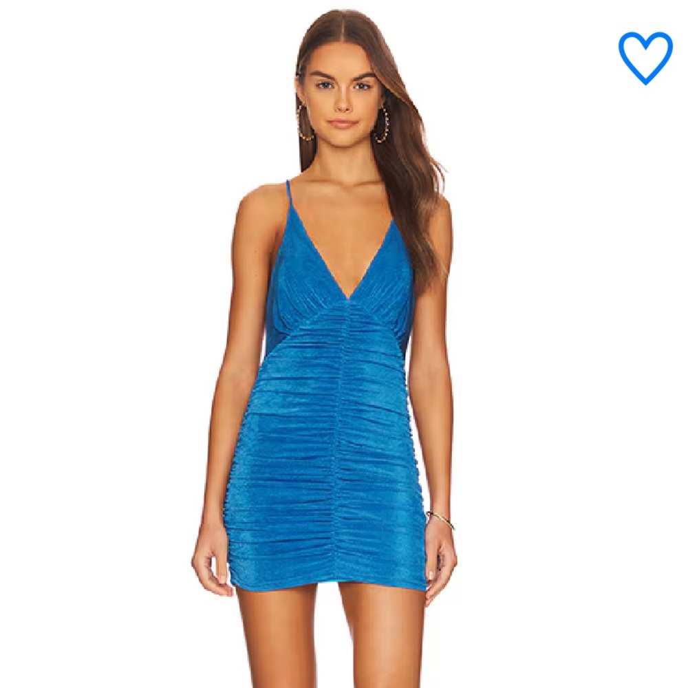 Revolve Superdown blue ruched mini dress